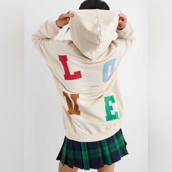 aerie Tops - Aerie LOVE Embroidered Graphic Pullover Hoodie